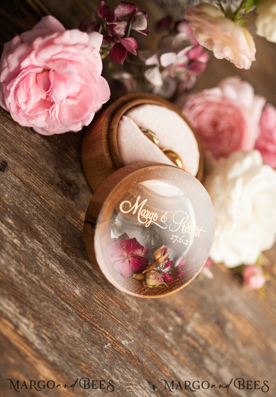 RING BEARER BOXES & PILLOWS Epoxy Wedding rings Box Personalised wedding box his and hers, rustic glam wedding ring box  • handmade ring bearer box • velvet luxury ring box