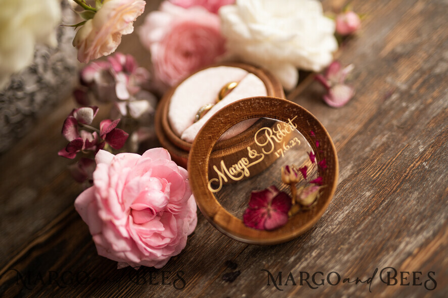 RING BEARER BOXES & PILLOWS Epoxy Wedding rings Box Personalised wedding box his and hers, rustic glam wedding ring box  • handmade ring bearer box • velvet luxury ring box