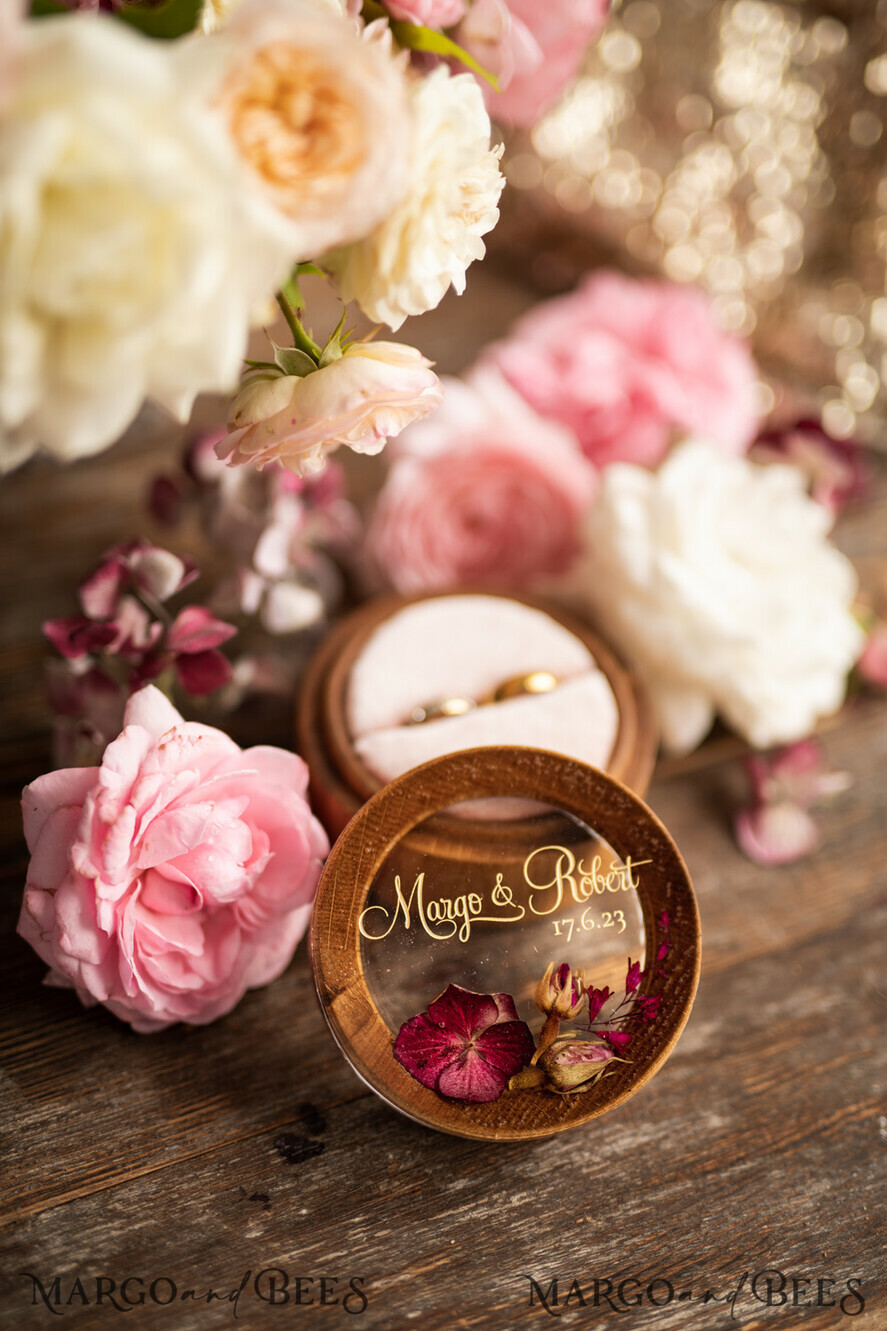 RING BEARER BOXES & PILLOWS Epoxy Wedding rings Box Personalised wedding box his and hers, rustic glam wedding ring box  • handmade ring bearer box • velvet luxury ring box