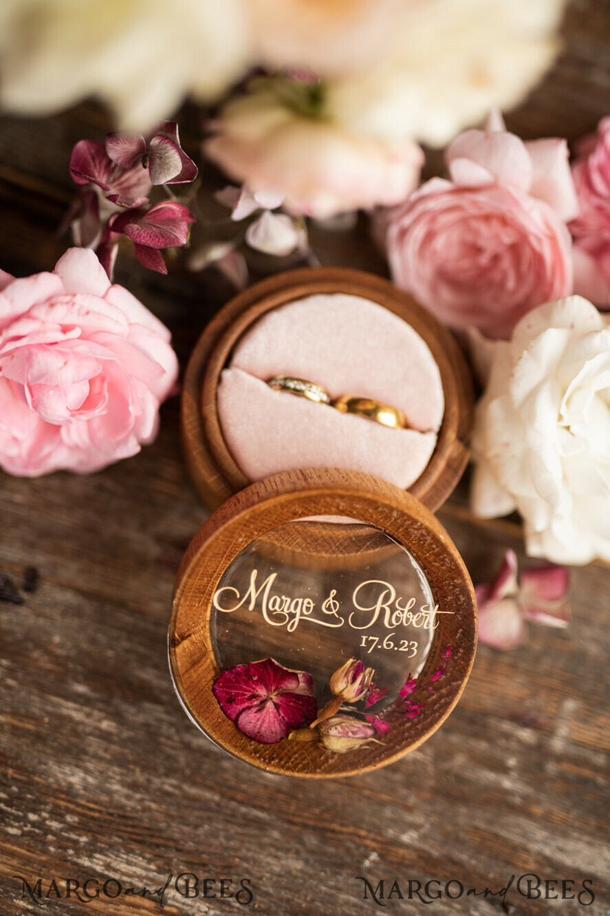 RING BEARER BOXES & PILLOWS Epoxy Wedding rings Box Personalised wedding box his and hers, rustic glam wedding ring box  • handmade ring bearer box • velvet luxury ring box
