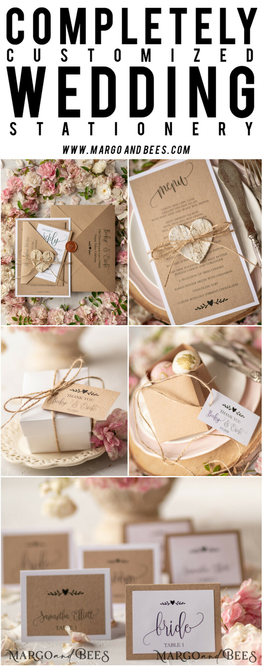 PLATZKARTEN / TISCHKARTEN  
 Rustikale Eco-Hochzeitsplatzkarten Minimalistische weiße Hochzeitsplatzkarten, rustikales öko-braun mit schwarzem Druck, zarte Hochzeitsnamensschilder, einzigartige Hochzeitsstationery, individuell formulierte Begleitkarten.
