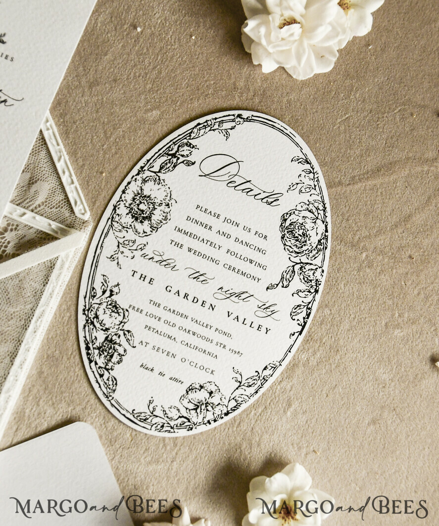 HOCHZEITS EINLADUNGEN vintage Spitze / rustikale Spitze Luxuriöse französische Spitze Hochzeitseinladungen Elegante elfenbeinfarbene Barock Hochzeitseinladung Suite