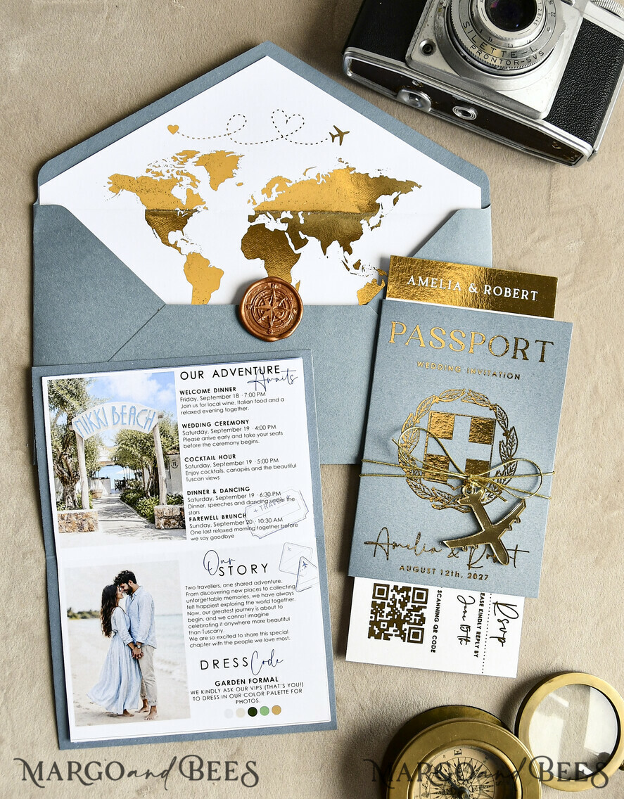 HOCHZEITS EINLADUNGEN Pass zur Liebe / Strandhochzeits-Einladungen Salbeigrüne Passhochzeits Einladung, Hochzeitskarten Boarding Pass, Toskana Passhochzeits Einladungen im Ausland, Einladungen zur Hochzeitsreise, Reisekarten Hochzeitsstationery