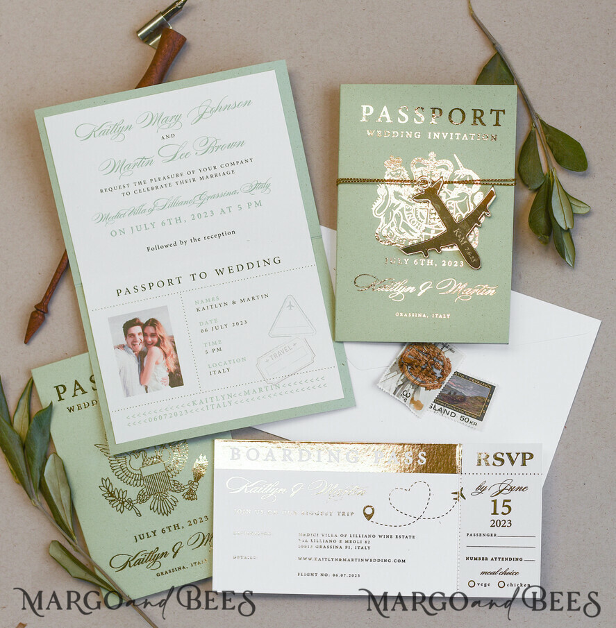 Passport wedding invitations sale