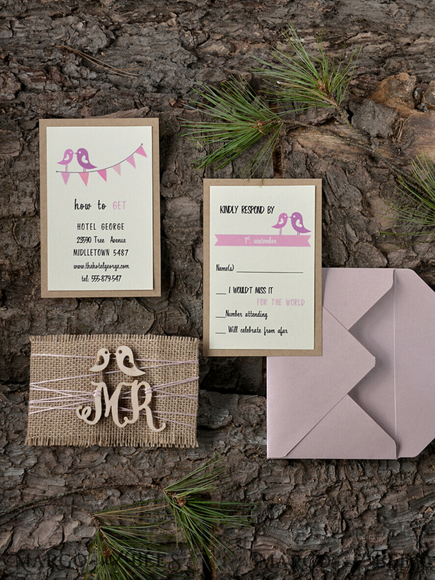 HOCHZEITS EINLADUNGEN Wald / Berge / Waldlandschaft Thema rustikale Holzbriefpapier
