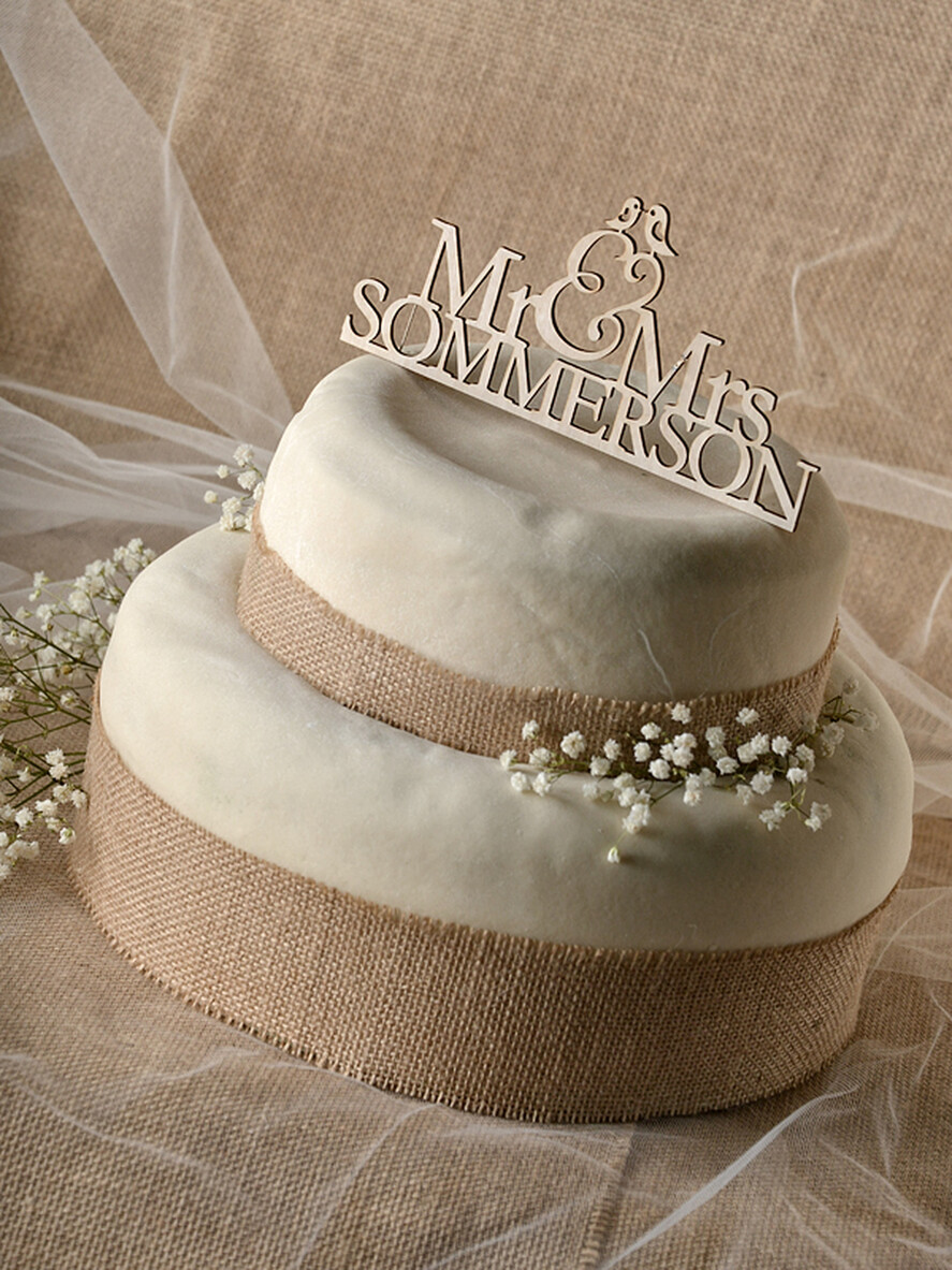 TORTENDEKORATION  
 RUSTIKAL  
 Hochzeitstorte Topper, vintage