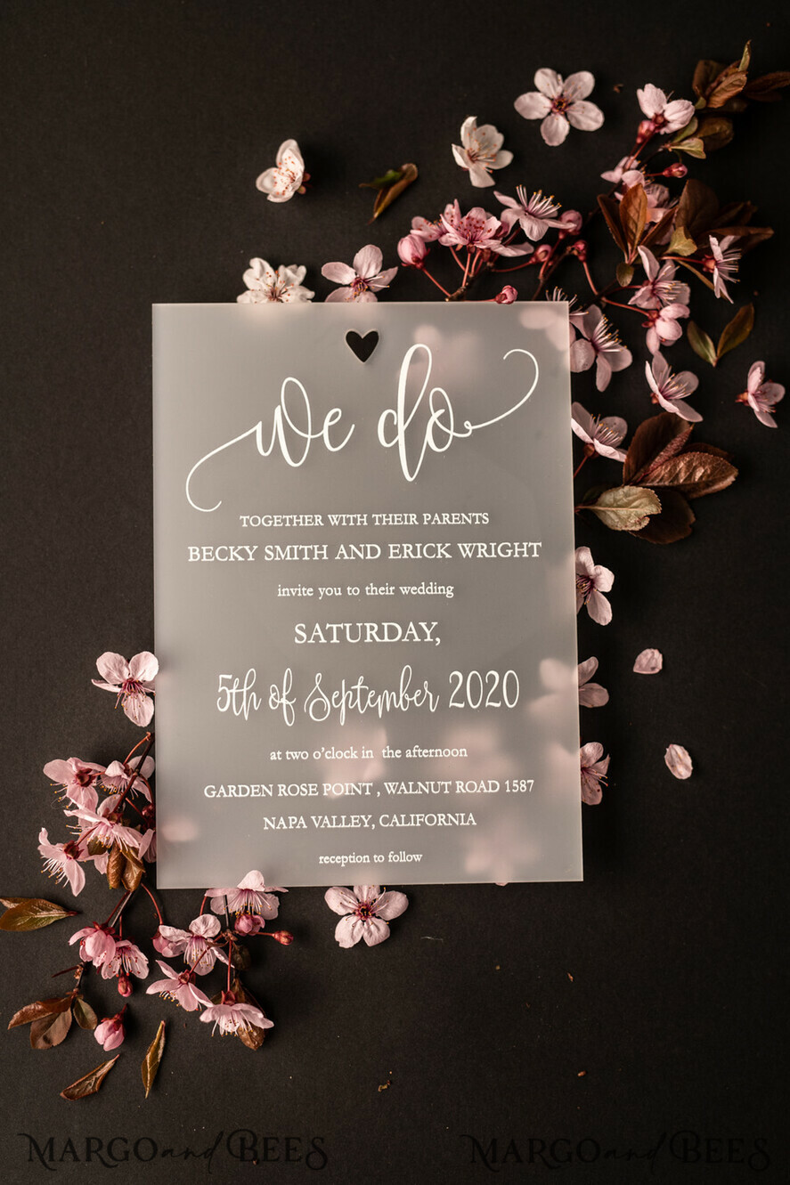 HOCHZEITS EINLADUNGEN Elegante Einladungen Klassische Karten Luxus Gefrorene Acryl Plexi Hochzeits Einladungen, Romantische Blush Pink Hochzeits Einladungen, Elegante Pfingstrose Hochzeitskarten, Minimalistische Hochzeitsstationery