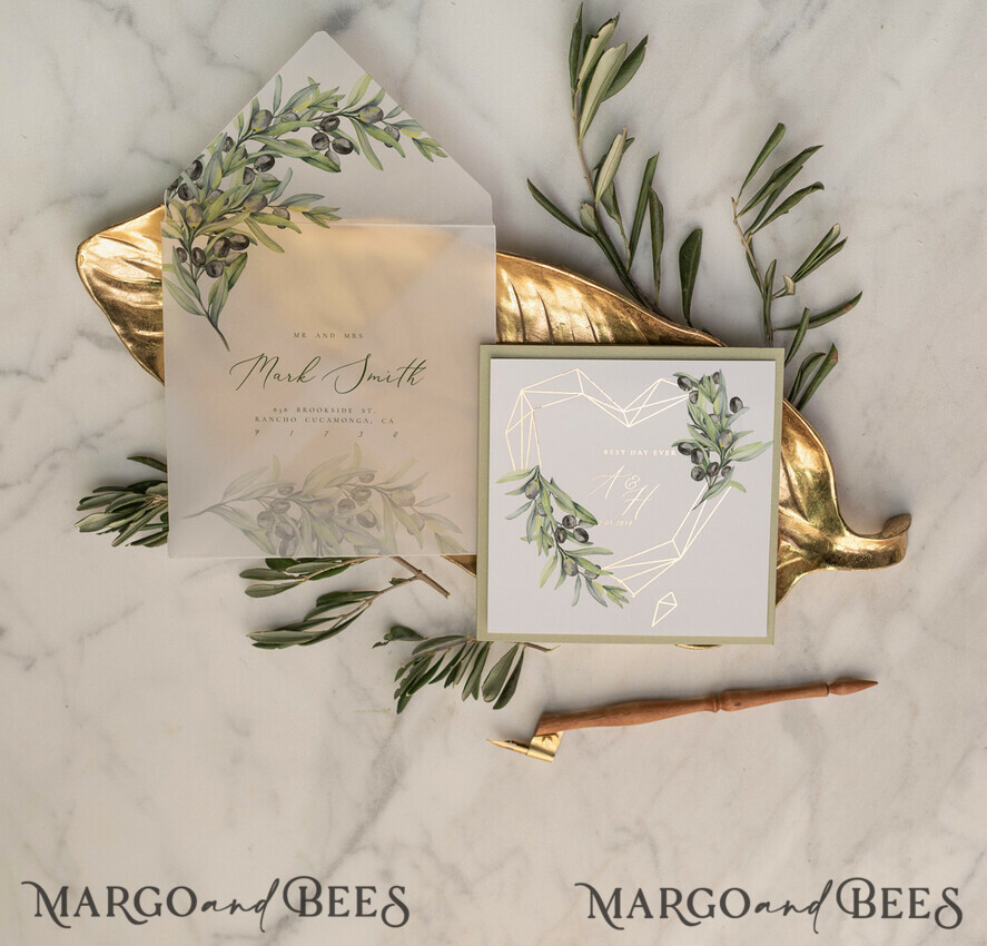 WEDDING INVITATIONS gold / rose gold / silver / glitter Elegant Olive Weddi...