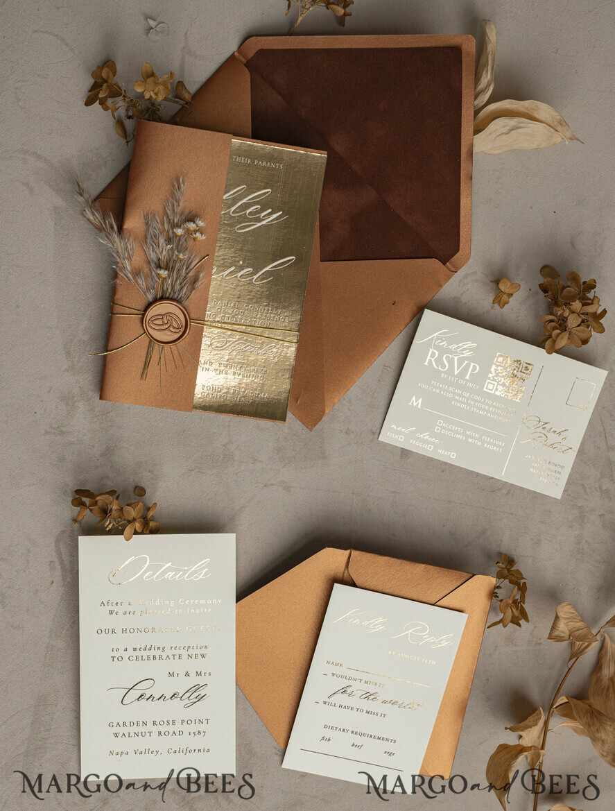 HOCHZEITS EINLADUNGEN Gold / Roségold / Silber / Glitzer Fall Spiegel Gold Hochzeitseinladungen, Elegante Terrakotta Hochzeitseinladungen, Gebranntes Orange Acryl Hochzeitseinladungen, Spiegel Gold Plexi Hochzeitseinladung Suite