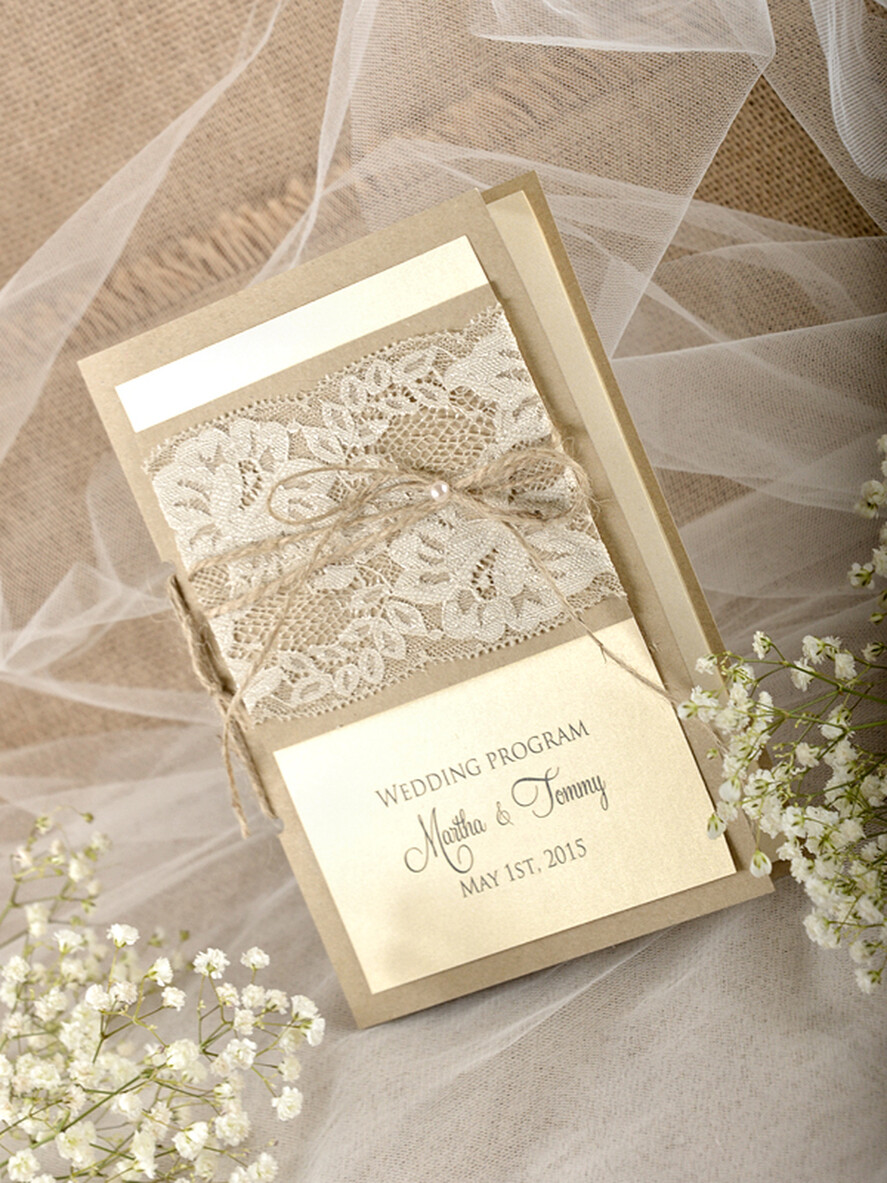 MENU & PROGRAMS rustic Rustic Wedding Program with Burlap, Barn Wedding Program, Eco Romantic Personalized Cards with Twine, Simple Rustic Lace Wedding Program, Elegant Booklet Rustic