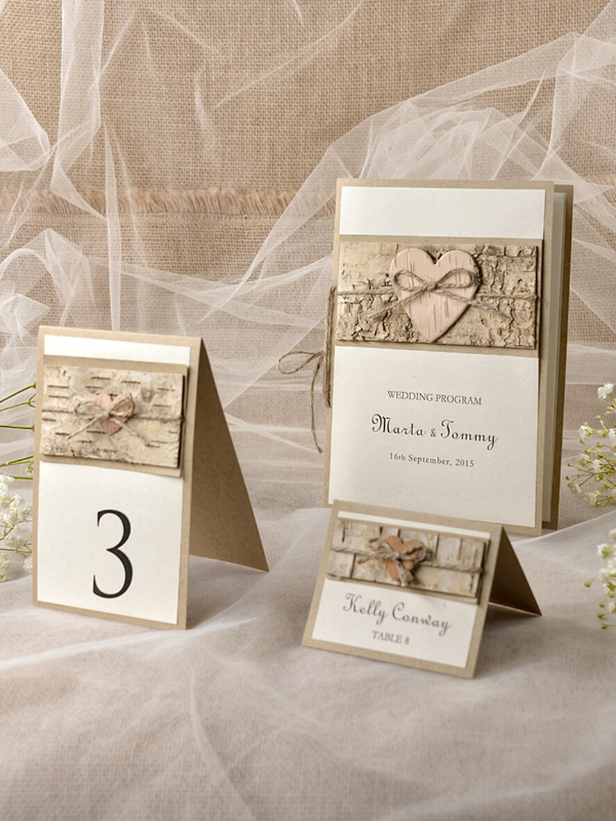 MENU & PROGRAMS rustic Rustic Wedding Program with Wooden heart, Barn Wedding Program, Eco Romantic Personalized Cards with Twine, Simple Ecru Wedding Program, Elegant Booklet Rustic Wedding Cards