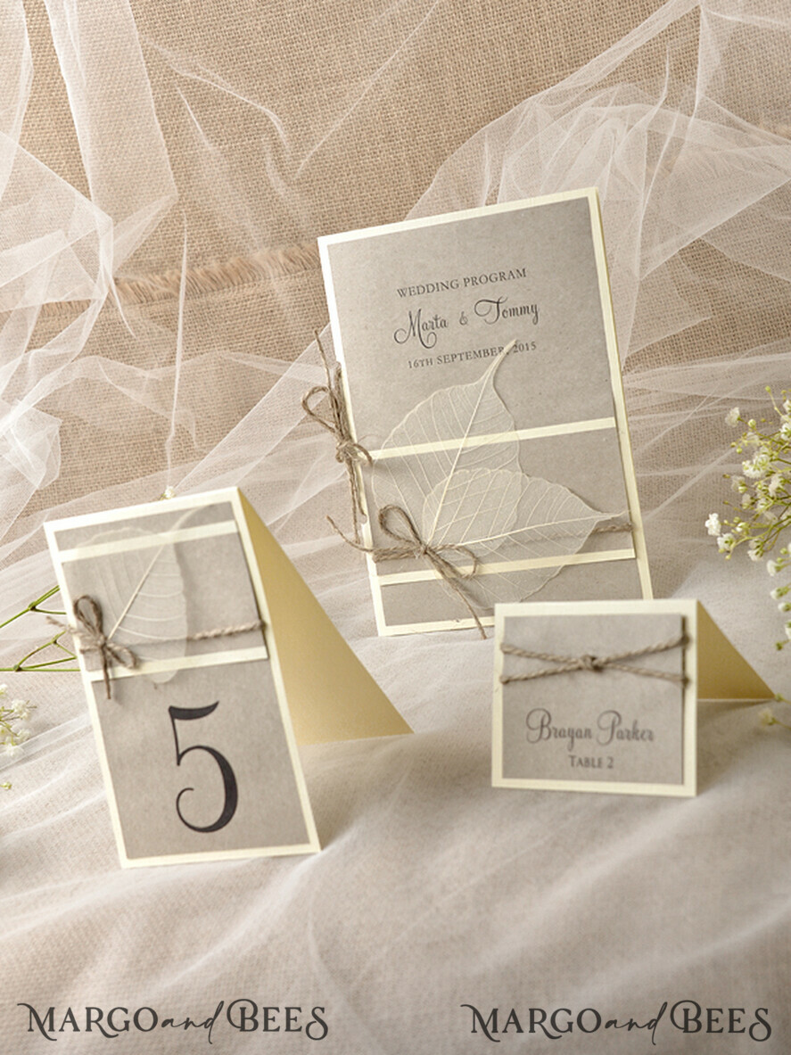 MENU & PROGRAMS rustic Eco Brown Wedding Program with twine, Barn Wedding Program, Rustic Romantic Personalized Cards, Simple Rustic Wedding Program, Elegant Booklet Wedding Cards