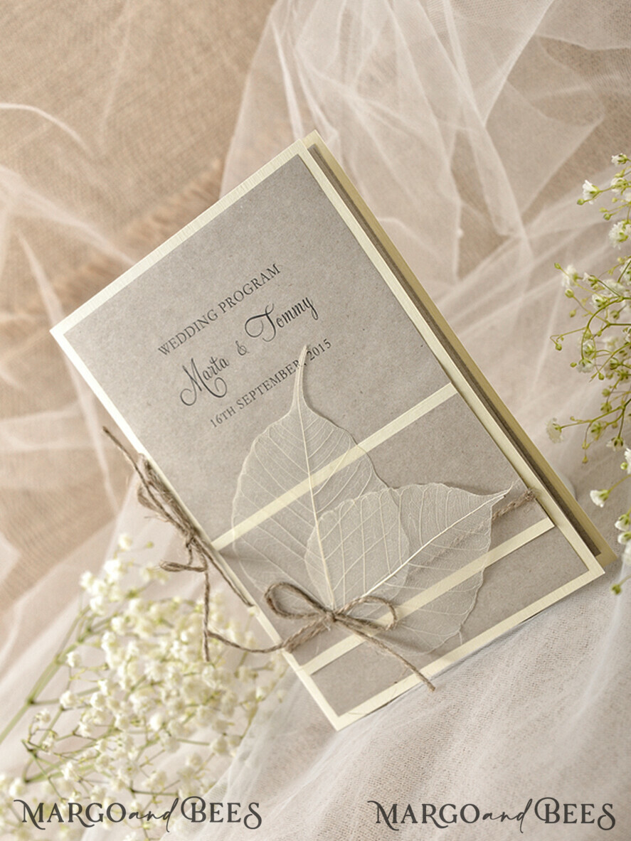MENU & PROGRAMS rustic Eco Brown Wedding Program with twine, Barn Wedding Program, Rustic Romantic Personalized Cards, Simple Rustic Wedding Program, Elegant Booklet Wedding Cards