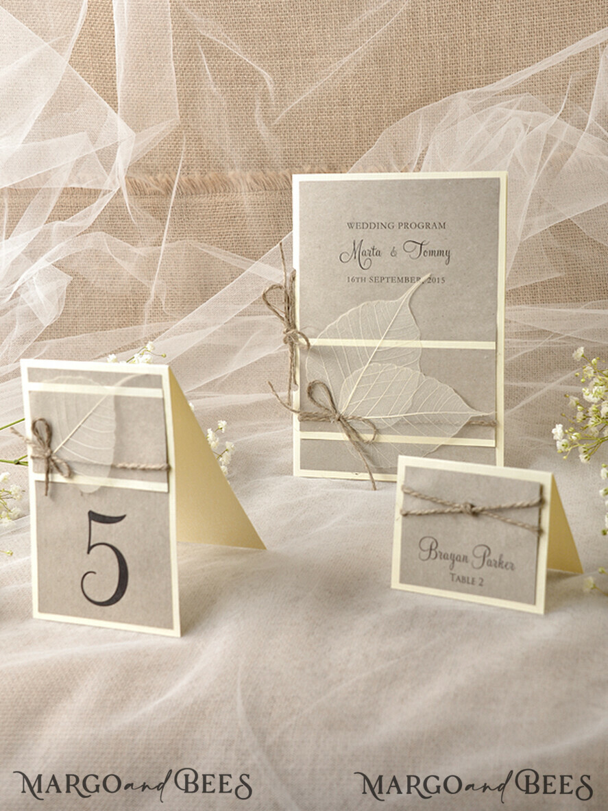 MENU & PROGRAMS rustic Eco Brown Wedding Program with twine, Barn Wedding Program, Rustic Romantic Personalized Cards, Simple Rustic Wedding Program, Elegant Booklet Wedding Cards