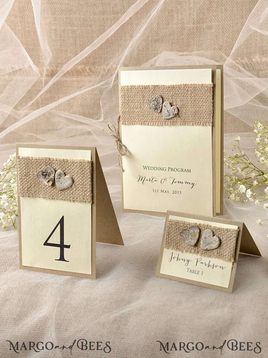 MENU & PROGRAMS rustic Ecru Rustic Wedding Program with Wooden hearts, Barn Wedding Program, Eco Romantic Personalized Cards with Twine, Simple Rustic Lace Wedding Program, Elegant Booklet Rustic Wedding Cards