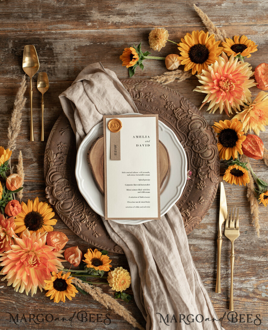 MENU & PROGRAMS rustic Rustic Wedding Menu with Wax Seal, Barn Wedding Dinner Menu, Eco Romantic Personalized Cards, Kraft Wedding Menu, Simple Rustic Wedding Menu, Elegant Ecru Wedding Menu Cards
