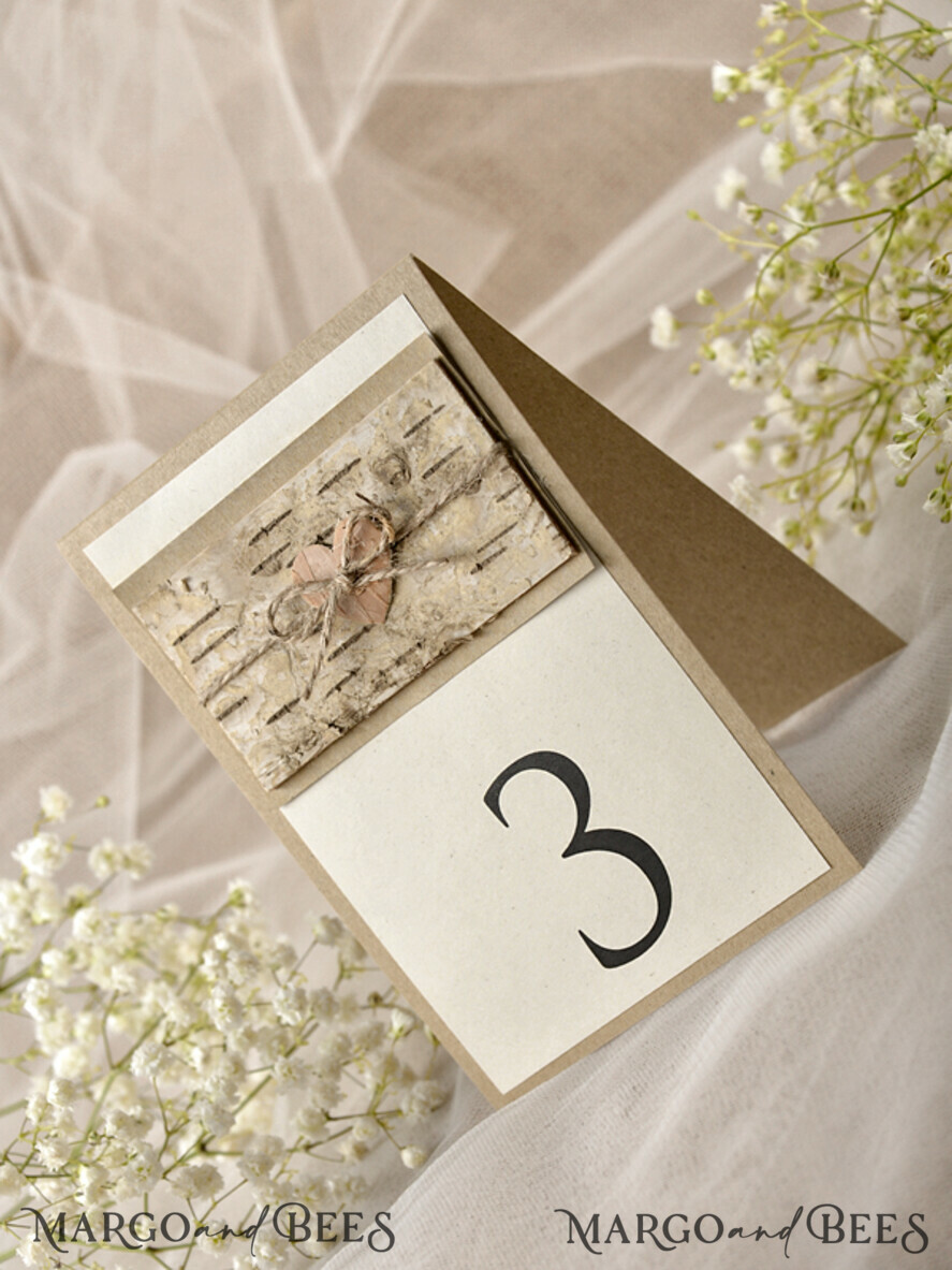 Rustic Wedding Table Number with Burlap Twine and Wooden Heart