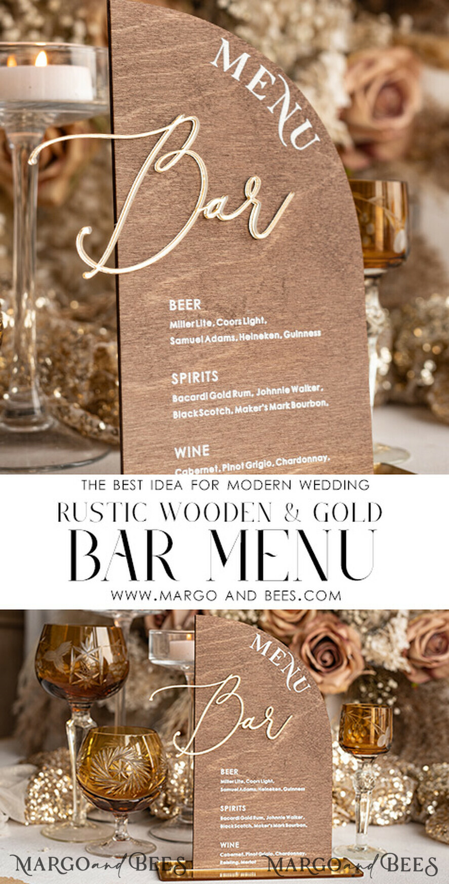 TISCHDEKORATIONSCHILDER   Holz Eco Rustikale Tischnummern Acrylbogen Menü, gold Plexi Elfenbein Samt Getränkebar Menü-Schild mit Stand, Beige Plexi Tischbar Menü Luxus Hochzeitstischdekoration, Hochzeitsschild Ecru Getränkebar Menü