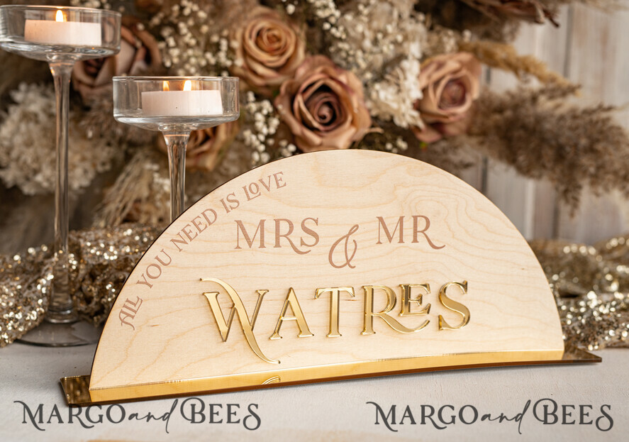 TABLE DECOR SIGNS Wood Eco Rustic Table numbers Rustic Wood and Golden Top Table Mr Mrs signs with stand, Country Barn Top Table Sign, Wood & Golden Top Table Mr Mrs signs, Country Barn Wedding Table Decor Centerpieces