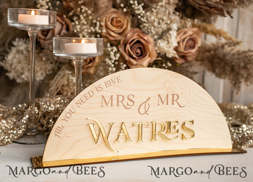 TABLE DECOR SIGNS Wood Eco Rustic Table numbers Rustic Wood and Golden Top Table Mr Mrs signs with stand, Country Barn Top Table Sign, Wood & Golden Top Table Mr Mrs signs, Country Barn Wedding Table Decor Centerpieces