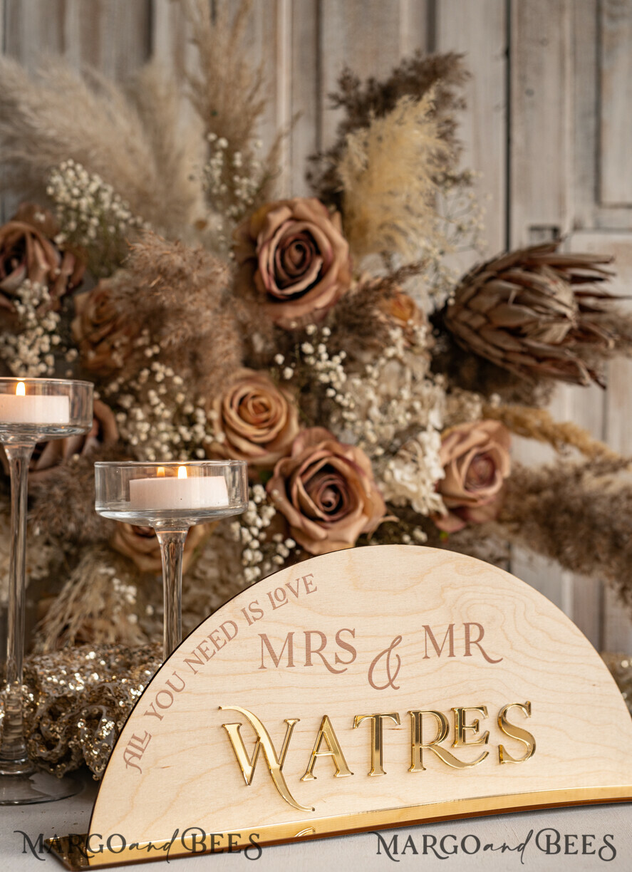 TABLE DECOR SIGNS Wood Eco Rustic Table numbers Rustic Wood and Golden Top Table Mr Mrs signs with stand, Country Barn Top Table Sign, Wood & Golden Top Table Mr Mrs signs, Country Barn Wedding Table Decor Centerpieces