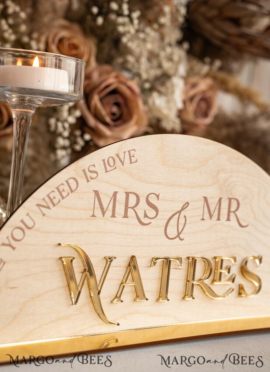 TABLE DECOR SIGNS Wood Eco Rustic Table numbers Rustic Wood and Golden Top Table Mr Mrs signs with stand, Country Barn Top Table Sign, Wood & Golden Top Table Mr Mrs signs, Country Barn Wedding Table Decor Centerpieces