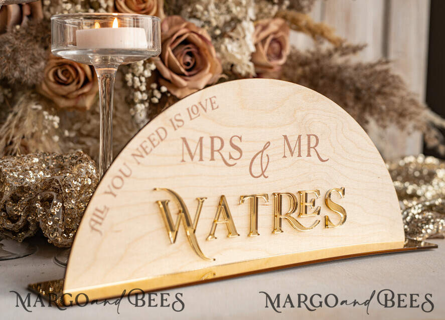 TABLE DECOR SIGNS Wood Eco Rustic Table numbers Rustic Wood and Golden Top Table Mr Mrs signs with stand, Country Barn Top Table Sign, Wood & Golden Top Table Mr Mrs signs, Country Barn Wedding Table Decor Centerpieces