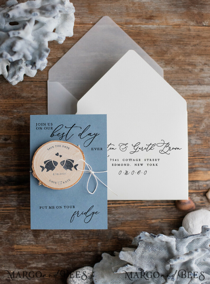 SAVE THE DATES beach travel magnets Personalised Beach Save the Date Magnets and Card, Travel Fishing Wedding Save The Dates , Wedding Destination Save The Date Cards