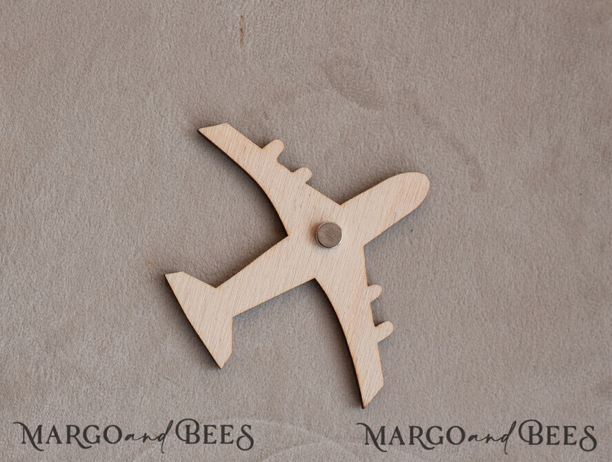 DATEN MERKEN Strand-Reise-Magnete Terrakotta Holzflugzeugmagnet Save The Date Karten Boardingpass Reise Flugzeug Save the Dates Zielhochzeitsmagneten