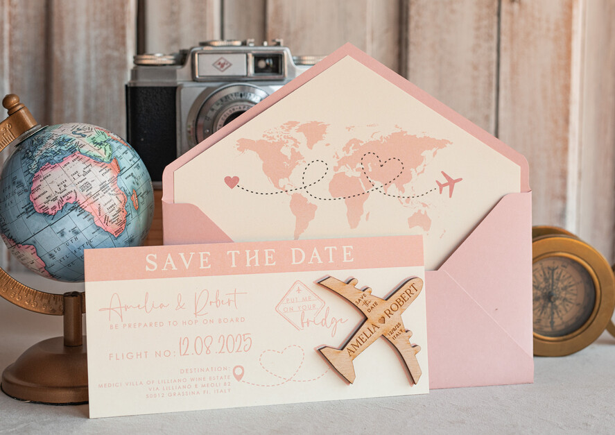SAVE THE DATES beach travel magnets Blush Pink Wooden airplane magnet Save The Date Cards  boardingpass travel airplane save the dates destination wedding magnets