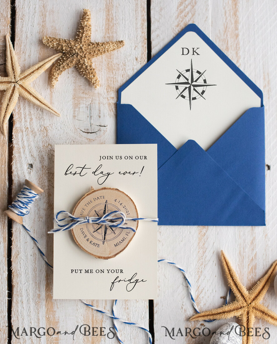 SAVE THE DATES beach travel magnets Personalised Beach Save the Date Magnets and Card, Travel Navy Wedding Save The Dates , Wedding Destination Save The Date Cards
