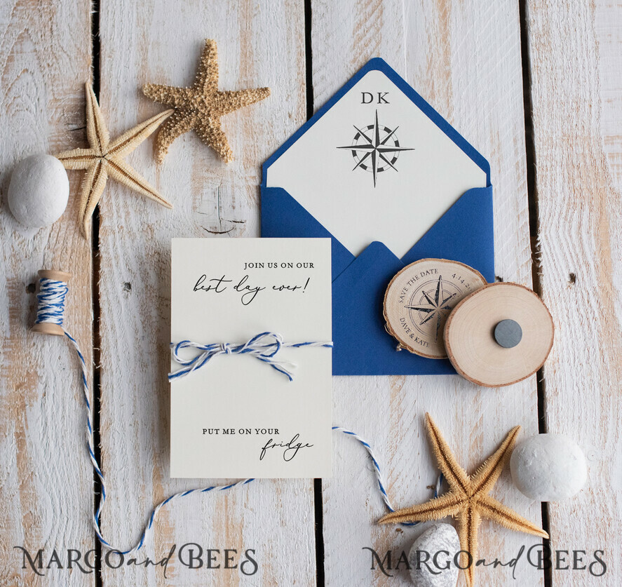 SAVE THE DATES beach travel magnets Personalised Beach Save the Date Magnets and Card, Travel Navy Wedding Save The Dates , Wedding Destination Save The Date Cards