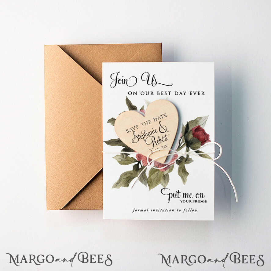 DATEN MERKEN rustikale Boho-Magnete Datum merken Karte mit personalisiertem rustikalem Holz Kühlschrankmagnet und Bastelumschlag Hochzeit Datum merken Karte und Herzmagnet, Blush Pink Datum sichern Holzmagnete, Boho Datum sichern