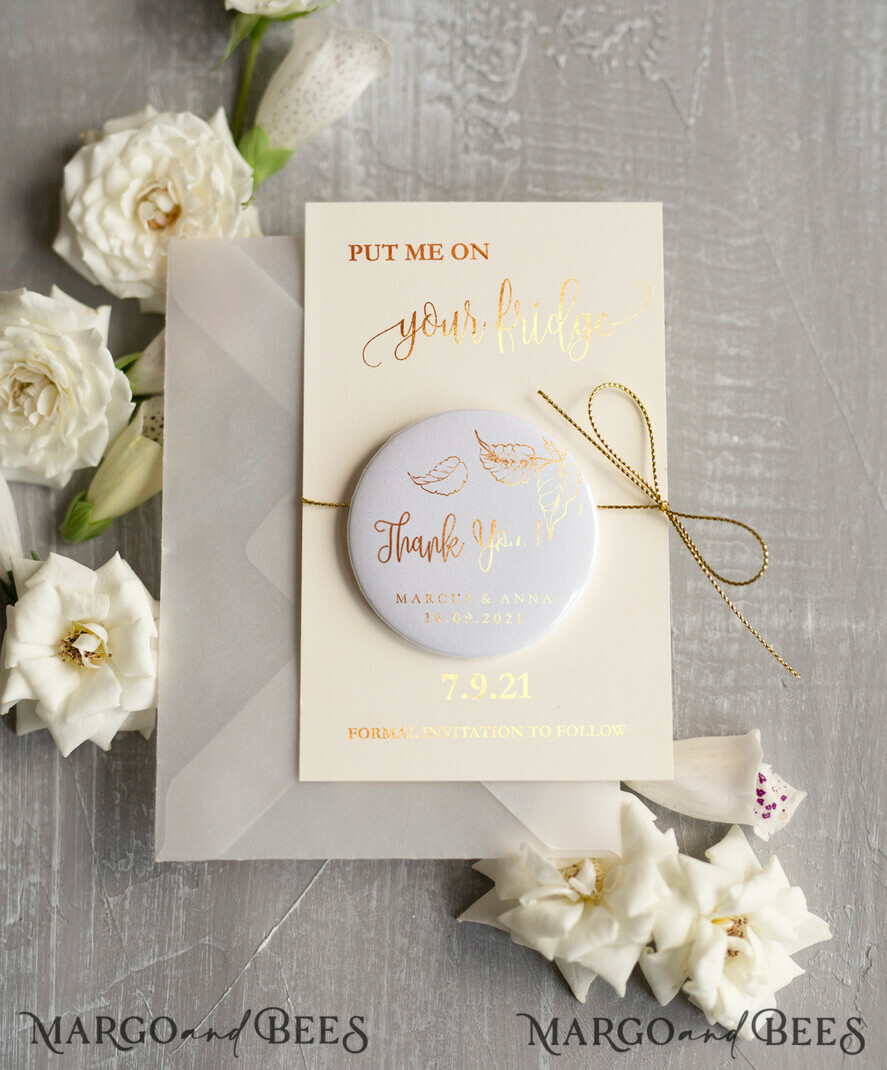DATEN MERKEN rustikale Boho-Magnete Personalisierter Gold Save the Date Magnet und Karte, Vellum Hochzeits Save The Dates Magnete, Boho Hochzeits Save The Date Karten