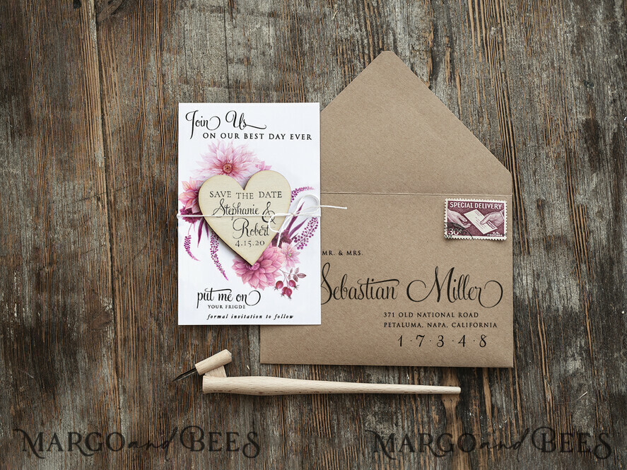 DATEN MERKEN rustikale Boho-Magnete Speichern Sie das Datum Magnete, benutzerdefinierter Magnet, speichern Sie das Datum, Hochzeits-Save-the-Date-Karte und Herzmagnet, Blush Pink Speichern Sie unser Datum Holzmagnete.