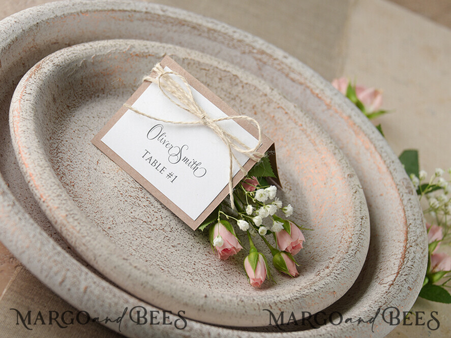 PLACE CARDS / TABLE CARDS rustic and lace Elegant Eco White Wedding Place Cards with Natural Twine, White Wedding Name Tags, Rustic Wedding Stationery, Editable Text, Rustic Wedding Escort Cards,