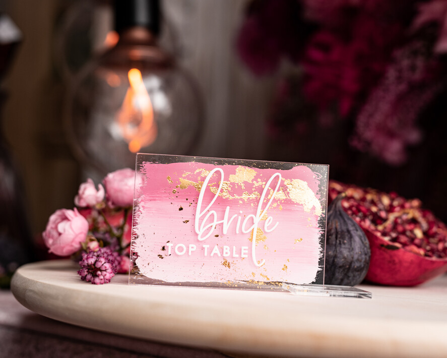 PLACE CARDS / TABLE CARDS Acrylic Gold Clear / Wood 3D Modern Ombre Pale Pink Mauve Acrylic Place card, Wedding Place Cards, Dusty Rose Name Card premium, Transparent Acryl Seating Card, Painted Luxury Escort Cards