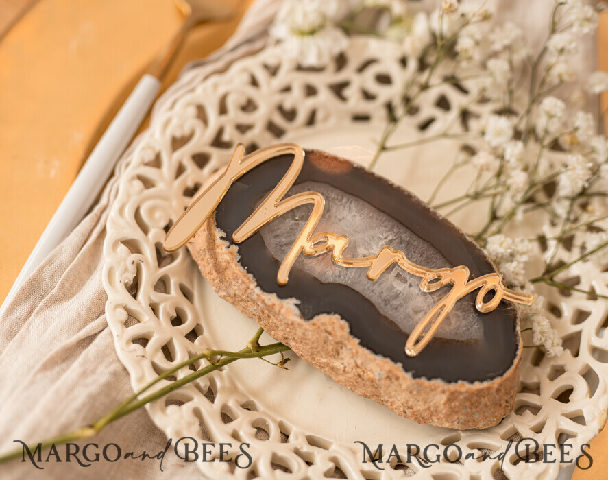 PLACE CARDS / TABLE CARDS Acrylic Gold Clear / Wood 3D Custom Elegant Gold Acrylic Place Card, Engraved Name Premium Luxury Seating Card, Gold Simple Elegant Names Guest Escort Cards, Place Cards For Wedding Guests