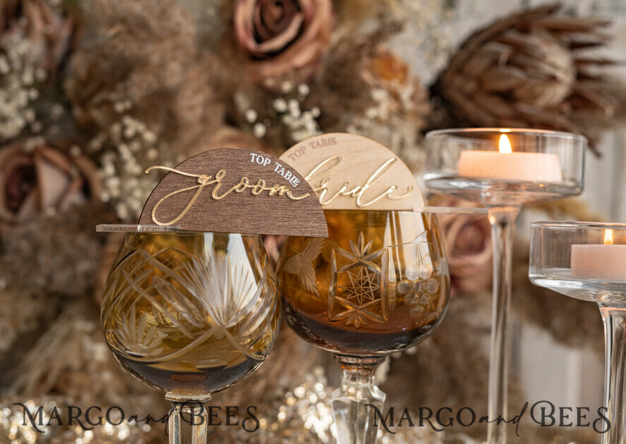 PLACE CARDS / TABLE CARDS Acrylic Gold Clear / Wood 3D Rustic Arch Place Card with Stand, modern wood Name Cards, Premium Arch Golden Seating Cards, Wooden Gold mirror Escort Cards, Boho Natural Place Cards