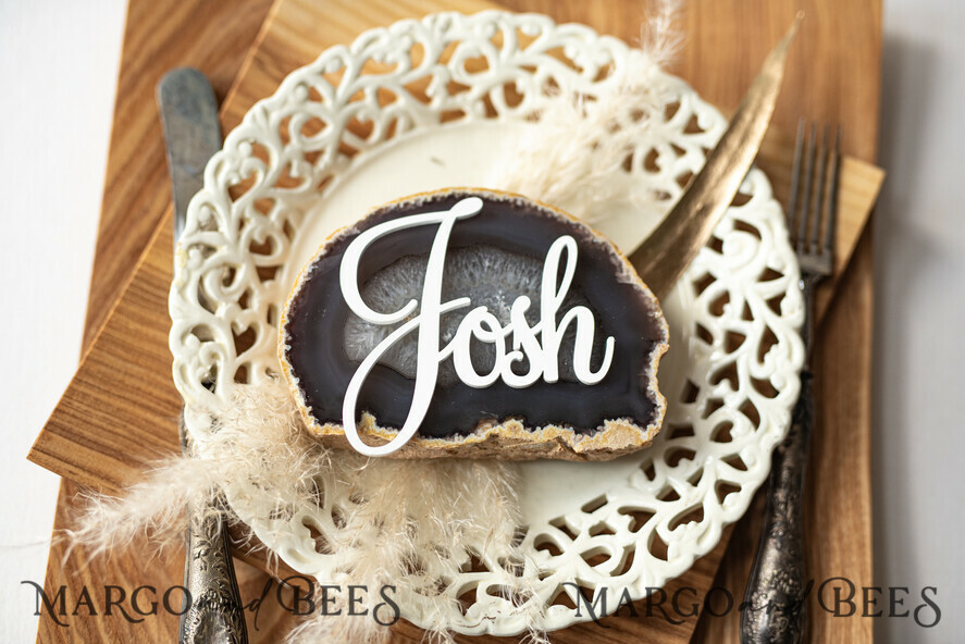 PLACE CARDS / TABLE CARDS Acrylic Gold Clear / Wood 3D Extra Large Name Cards, Custom Elegant Gloss White Acrylic Place Cards, Engraved 3D Name Premium Luxury Seating Card, Editable Text Acrylic Escort Card