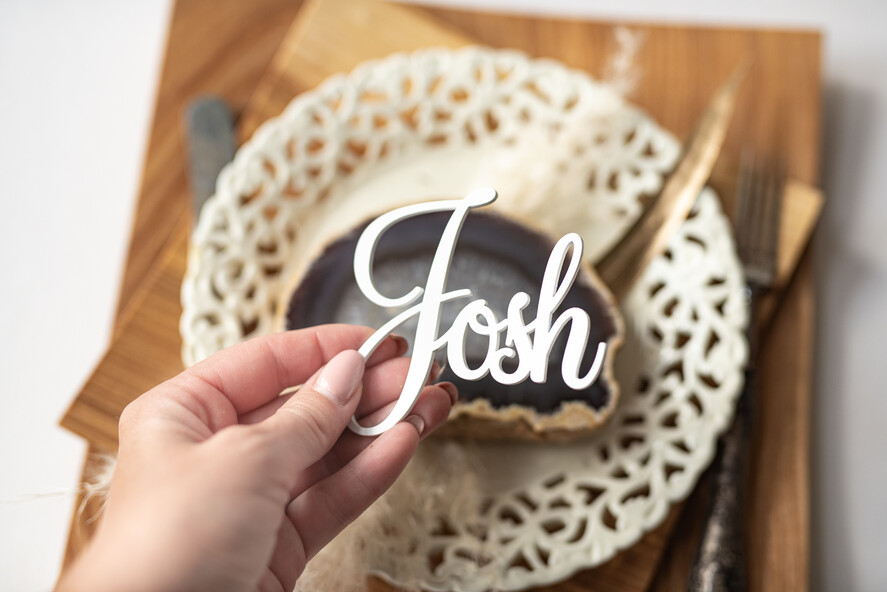 PLACE CARDS / TABLE CARDS Acrylic Gold Clear / Wood 3D Extra Large Name Cards, Custom Elegant Gloss White Acrylic Place Cards, Engraved 3D Name Premium Luxury Seating Card, Editable Text Acrylic Escort Card