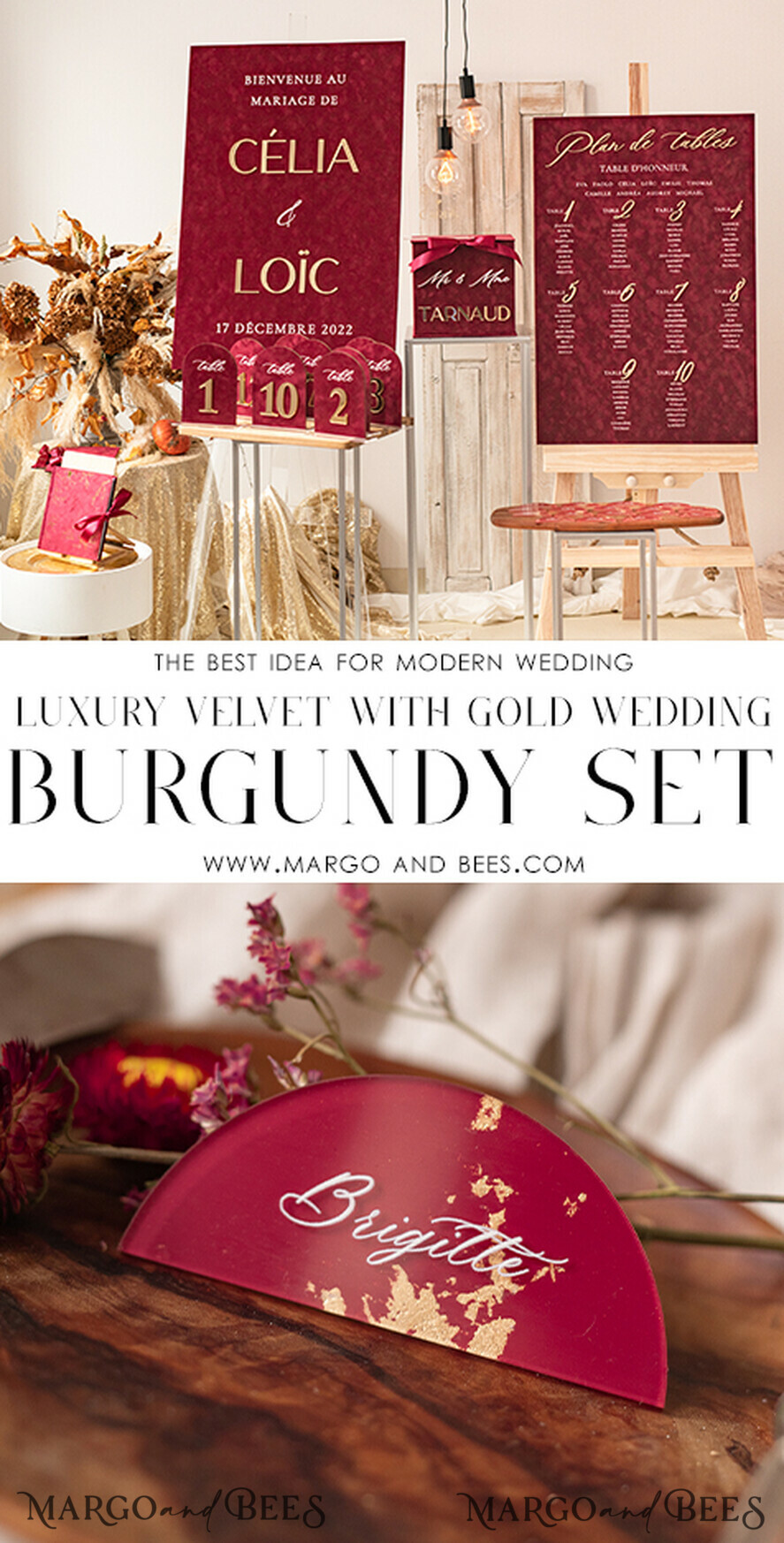 PLACE CARDS / TABLE CARDS Acrylic Gold Clear / Wood 3D Acrylic Arch Burgundy Flat Place Card, Clear Acrylic and Gold Flat Place Card, Maroon Gold Plexi Flat Place Card, Marsala Luxury Wedding Table Decor, White Text