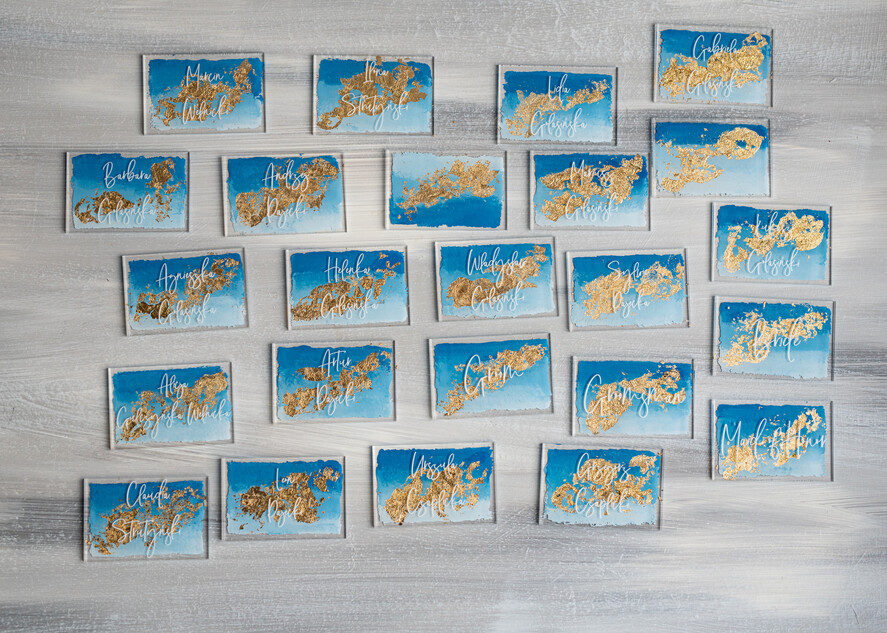 PLACE CARDS / TABLE CARDS Acrylic Gold Clear / Wood 3D Modern Ombre sky blue Acrylic Place card, Wedding Place Cards, Royal Blue Name Card premium, Transparent Acryl Seating Card, Painted Luxury Escort Cards