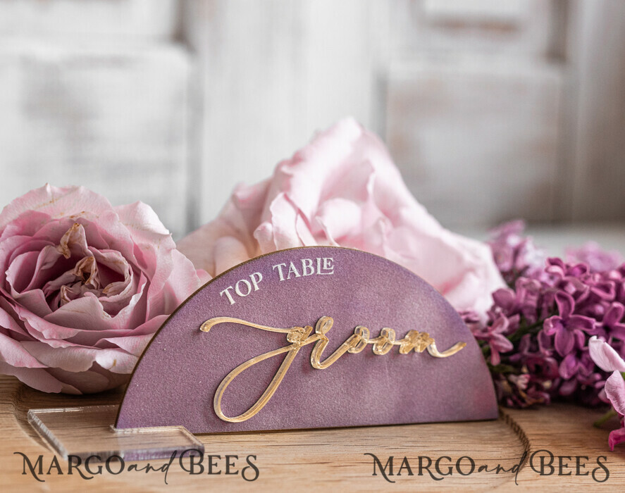 PLACE CARDS / TABLE CARDS Acrylic Gold Clear / Wood 3D Modern Mauve Arch Acrylic Place Card with Stand, Premium Wedding Seat Cards, Clear Acrylic Name Card, Luxury Seating Card, Gold 3D Guest Names, Editable Text