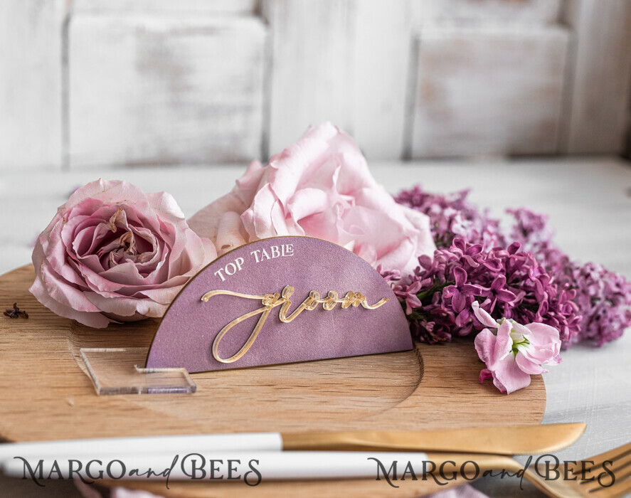 PLACE CARDS / TABLE CARDS Acrylic Gold Clear / Wood 3D Modern Mauve Arch Acrylic Place Card with Stand, Premium Wedding Seat Cards, Clear Acrylic Name Card, Luxury Seating Card, Gold 3D Guest Names, Editable Text