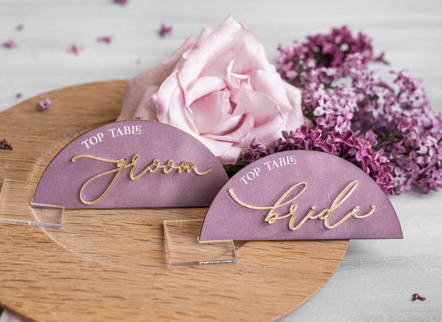 PLACE CARDS / TABLE CARDS Acrylic Gold Clear / Wood 3D Modern Mauve Arch Acrylic Place Card with Stand, Premium Wedding Seat Cards, Clear Acrylic Name Card, Luxury Seating Card, Gold 3D Guest Names, Editable Text