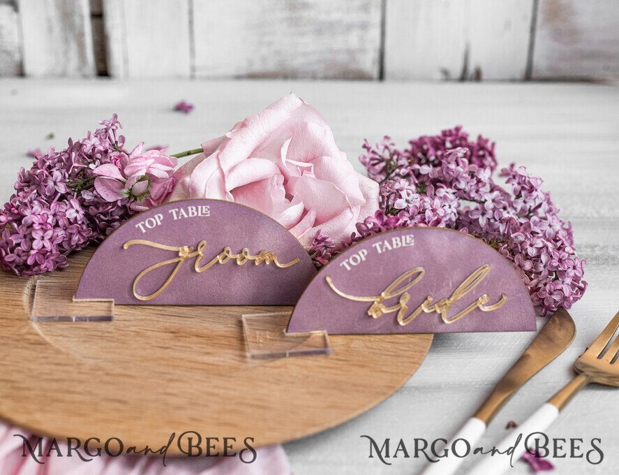 PLACE CARDS / TABLE CARDS Acrylic Gold Clear / Wood 3D Modern Mauve Arch Acrylic Place Card with Stand, Premium Wedding Seat Cards, Clear Acrylic Name Card, Luxury Seating Card, Gold 3D Guest Names, Editable Text
