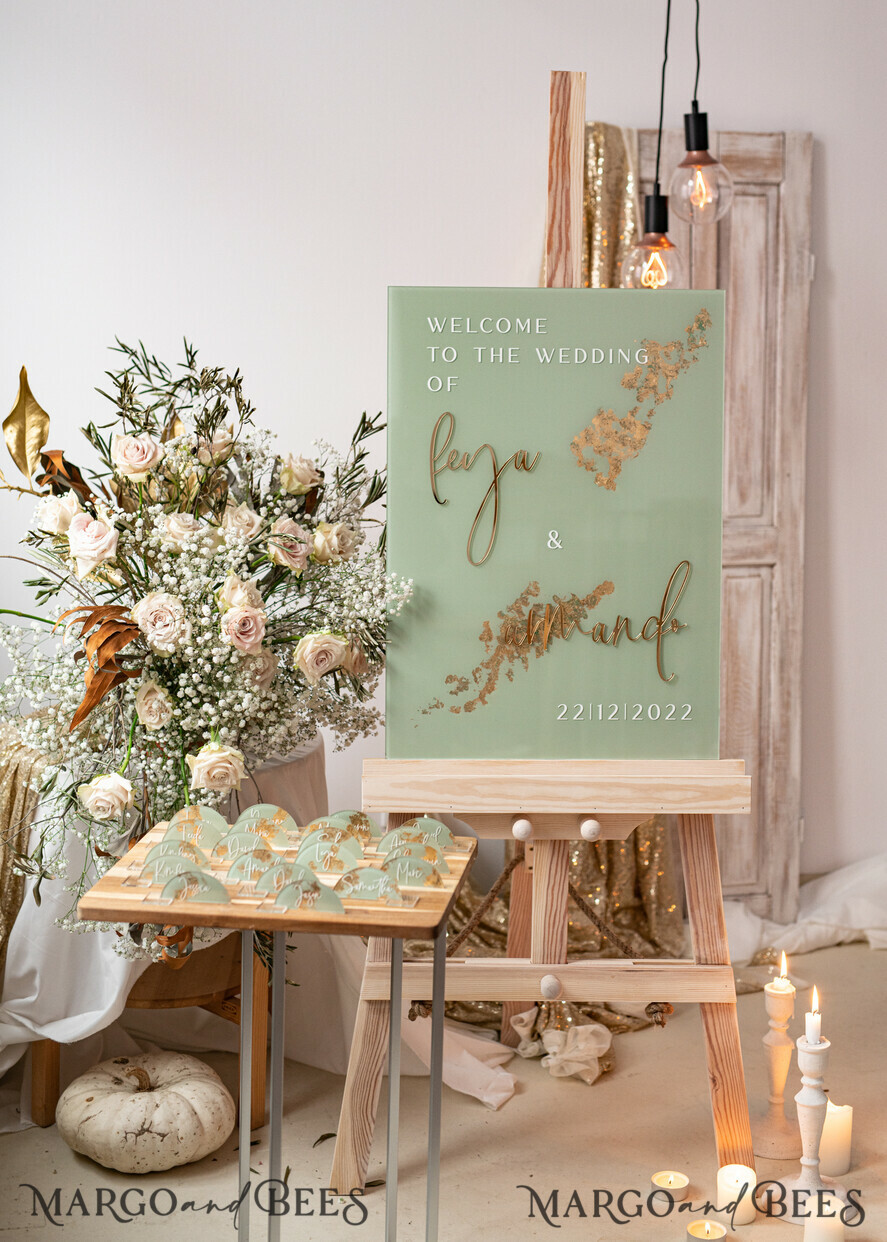 PLACE CARDS / TABLE CARDS Acrylic Gold Clear / Wood 3D Acrylic Arch Sage Green Flat Place Card with stand, Painted Acrylic & Gold Flat Place Card, Greenery Gold Plexi Flat Place Card, Garden Luxury Wedding Table Decor