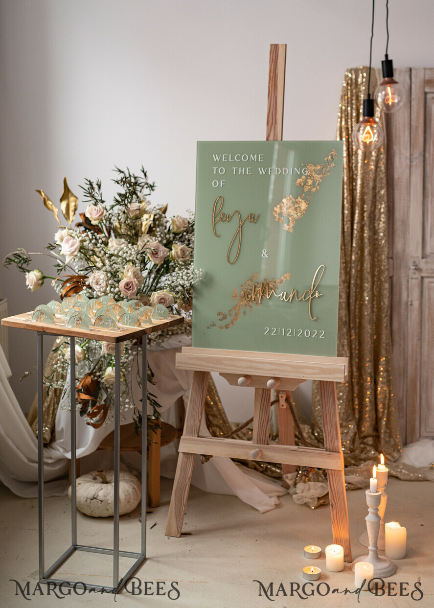 PLACE CARDS / TABLE CARDS Acrylic Gold Clear / Wood 3D Acrylic Arch Sage Green Flat Place Card with stand, Painted Acrylic & Gold Flat Place Card, Greenery Gold Plexi Flat Place Card, Garden Luxury Wedding Table Decor