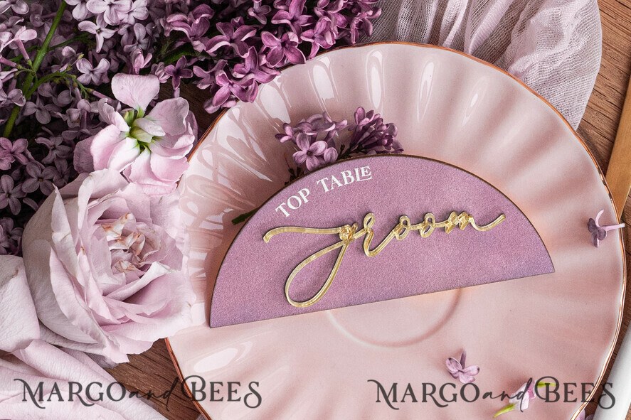 PLACE CARDS / TABLE CARDS Acrylic Gold Clear / Wood 3D Mauve Wedding Place Cards, Modern arch Velvet  Gold Acryl Place card without stand, Wedding seat gold Cards, Velvet Mirror gold Name Card, Editable Text, MvS